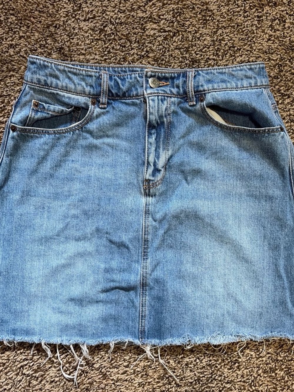 Old Navy Light Blue Denim Mini Skirt with Frayed Hem